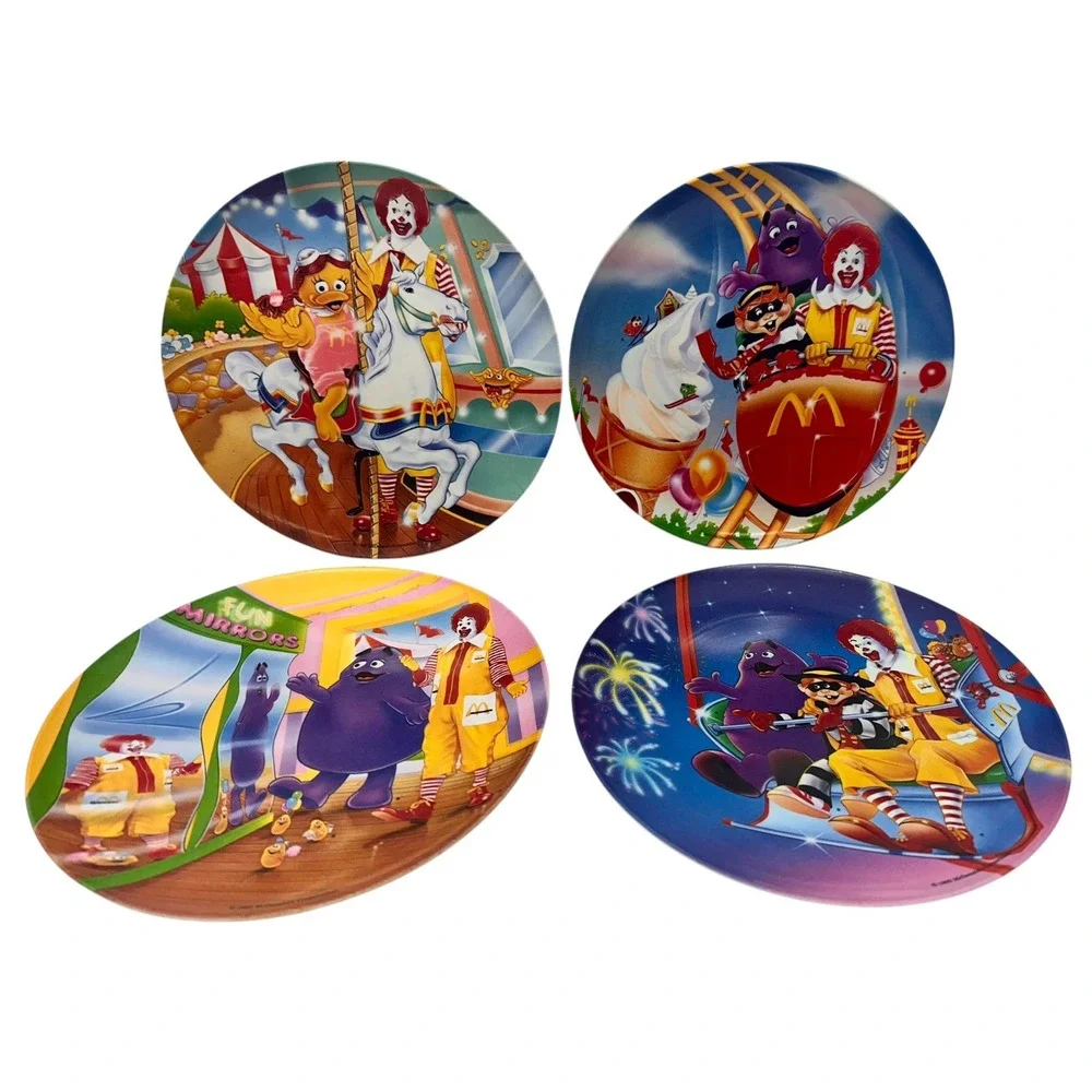 Vintage 1989 Set of 4 McDonalds Melamine Plates